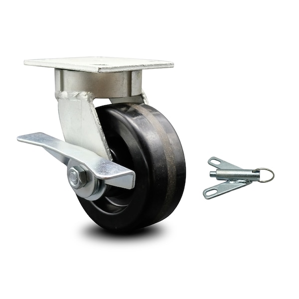 5 Inch Kingpinless Phenolic Wheel Swivel Caster with Brake and Swivel Lock SCC